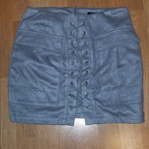Grey faux sued mini skirt